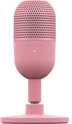 Razer Seiren V3 Mini USB Microphone: Condenser Mic - Supercardioid Pickup Pattern - Tap-to-Mute Sensor with LED Indicator - Shock Absorber - Ultra Compact - PC, Discord, OBS Studio, XSplit - Quartz