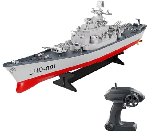 GoolRC Remote Control Warship RC Military Battleship, 1:390 Scale Remote Control Boat for Lakes and Rivers, 2.4GHz RC Armed Cruiser Boat Model with Low Battery Alarm for Adults