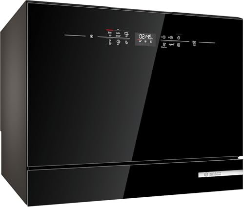Bosch - Lavavajillas compacto libre instalación, 55 cm de ancho, Serie 6, Extra Secado, AquaStop, Negro, SKS6ITB00E