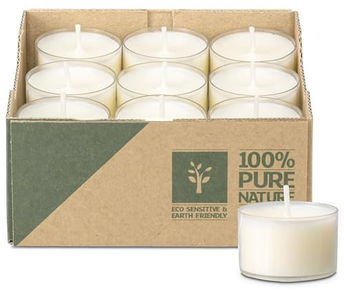 MiCasa SuCasa Teelichter - Nachhaltiges 18er Kerzen Set - 7h Brenndauer je - CO2-neutrale mini Kerzen - Veganes Teelicht (Rapswachs) - 100% recycelte Cups - Made in Germany - Plastikfreie Verpackung