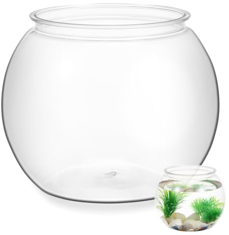 Transparent Aquarium Tank Multi-Function Betta Desktop Goldfish Tank Decorative Plastic Fish Bowl Office Accessory 8.66X8.66X7.09In