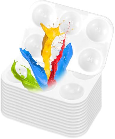 12 Stück Mischpalette, Malpalette Aquarell,Farbtablett,Mischtabletten zum Malen Von Farbtönen,Kunststoffpaletten mit 6 Mischfeldern,Universalpalette für DIY Kunst Malerei öl Acryl Malerei