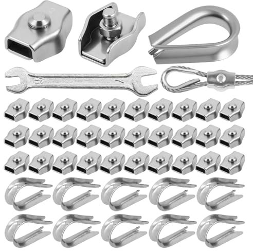 40 unid Abrazaderas para Cable de Acero Inoxidable Tensores de Alambre con Llave Tensor Cuerda Tendedero con Facilidad para cuerdas Cables Tensor de tendedero Toldo Fijación