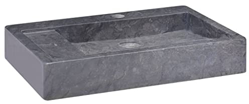 Sink Black 22.8x15.4x3.9 Marble, Modern Bathroom Vessel Basin, Countertop Vanity Washstand