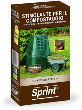 Sprint stimolante per il compostaggio, attivatore compostaggio residui organici, acceleratore di decomposizione dei residui,confezione 1kg per trattare 2 m³ di residui per compostiera giardino