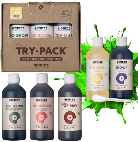 Biobizz Trypack Indoor Set bestehend aus Bloom, Grow und Top Max - inklusive Bio-Up und Bio-Down 250ml