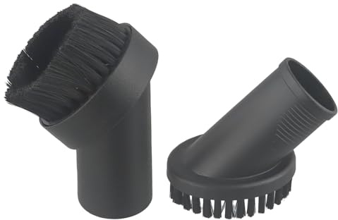 Besttoolifes Spazzola per spolverare da 32 mm, con setole morbide in crine di cavallo, testa rotonda per mobili e tappezzeria, per interni auto, materassi e casa