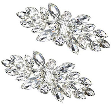 BESTOYARD Hebilla De Zapato De Cristal Plateada Clip Decorativo Para Zapatos Accesorios Diy Para Bodas Novias Mujeres 2 Piezas 2.76X1.18 Pulgadas