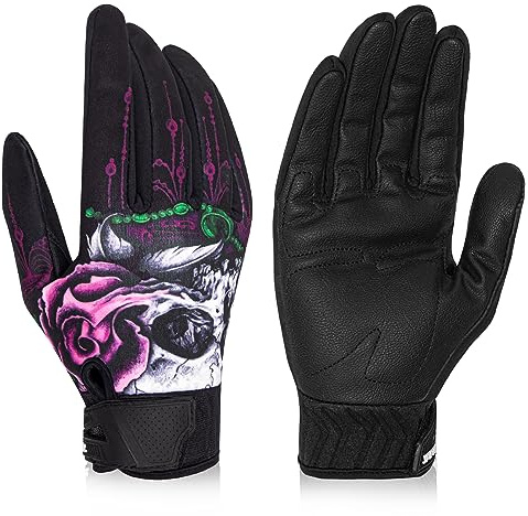 RIGWARL Winter Gloves Men Women for Cold Weather, Rose Skull, M
