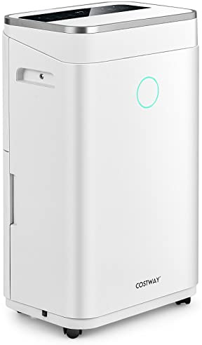 COSTWAY Deumidificatore Casa 25 L al Giorno, con Tubo di Scarico, Scarico Automatico o Manuale, Timer 24 ore, Protezione Straripamento e Serbatoio dell’Acqua 6,5 L per Spazi Fino a 30 m2