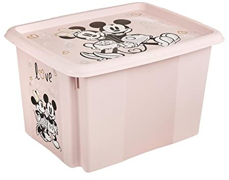 keeeper Caja de almacenamiento con tapa Minnie Mouse, Giratoria y apilable, Para niños, 30 L, Karolina, Rosa Nordic
