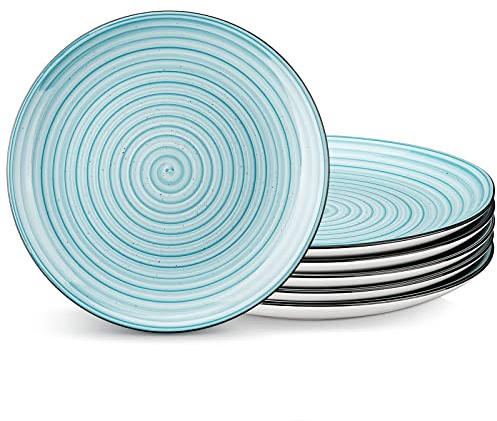 vancasso BONBON - Set di 6 piatti piani da 26,7 cm, in ceramica antigraffio, lavabili in lavastoviglie e adatti al microonde, piatti da dessert, piatti per pasta, insalata, per portata principale,