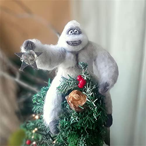 ESSECMBS Christmas Tree Topper Smiling Abominable Snowmonster Plush White Gray Snowman Figurine Wine Bottle Ornament Home Decor for Holiday Party (Gray Snowman, 18cm / 7inch)