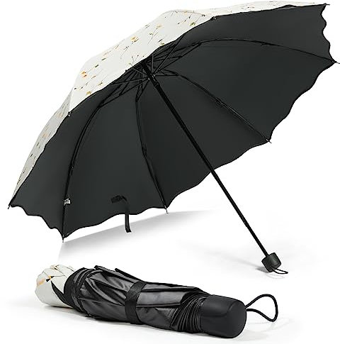 Vicloon Parapluie Pliable, Parapluie Anti UV Anti Retournement Résistant au Vent Parapluie, Pliable en Caoutchouc Parasols Ensoleillé, Parapluie Compact pour Diverses Activités de Plein Air, 300g