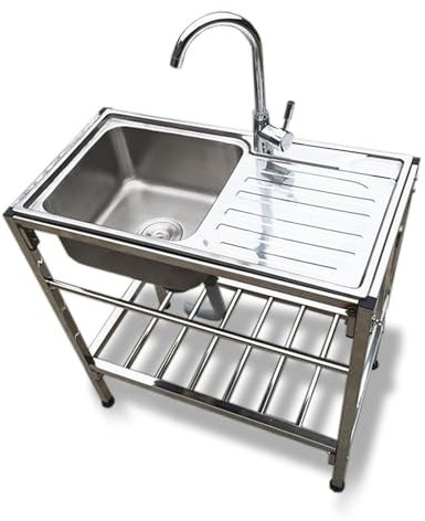 Spültisch Edelstahl Outdoor Spülbecken Freistehendes Spülbecken With Workbench & Heiß-/kaltwasserhahn 1 Becken Für Außen, Innen, Küche, Restaurant (Size : 75 * 40 * 76cm)