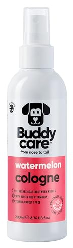 Eau de Cologne pour chien Buddycare - Pastèque - Parfum fruité et audacieux pour chien - Rafraîchit entre les bains de chien - Avec de l'aloe vera et de la provitamine B5-200 ml