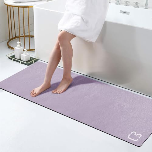Lavender Long Stone Bath Mats for Bathroom Large Bathroom Rugs,15.7x47