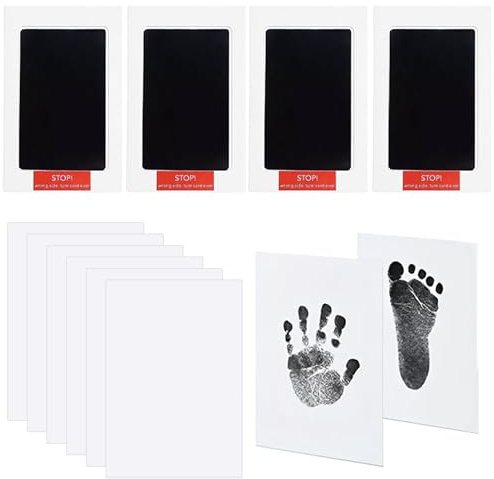 YPYMOD 4 Pcs Set Impronte Bimbi, Kit Impronta Mani e Piedi Neonati, Kit Impronta Cane, Sicuri Cuscinetto del Timbro Senza Tocco, Regalo Battesimo Bimbo(Nero)