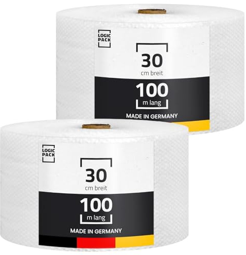 LOGIC PACK 2x Pluriball per Imballaggio e Spedizione - Rotolo Millebolle 100 m x 30 cm - Film Protettivo a 2 Strati Antistrappo e Antiurto - Ideale per Trasloco, Trasporto e Oggetti Fragili