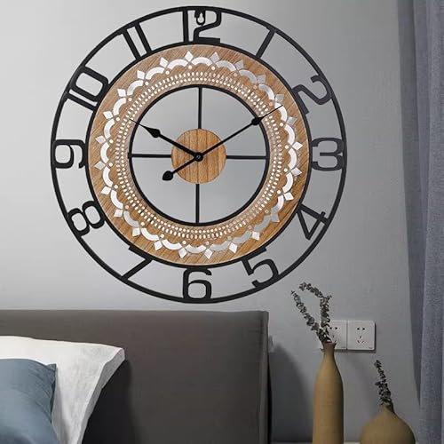 SIN&MI Large Wall Clocks for Living Room, Silent,Non Ticking,Battery Operated Oversized Vintage Round Modern Wall Clock for Bedroom,Farmhouse,Office Wall Decor-20 Inch