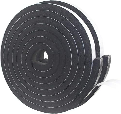 Foam Insulation Tape Self Adhesive, 25mm(W) x20mm(T) x 5m(L),2pcs Weather Strip Foam Tape,Door Window Draught Excluder,Door Insulation Strip, Window Insulation,Soundproof, Anti-Collision,Shockproof