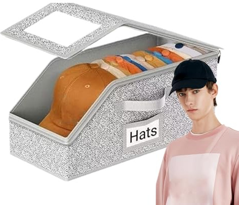 Organiseur de chapeaux pour casquettes de baseball | Boîte transparente pouvant contenir jusqu'à 24 chapeaux – Conteneurs à couvercle transparent de grande capacité pour l'organisation des placards