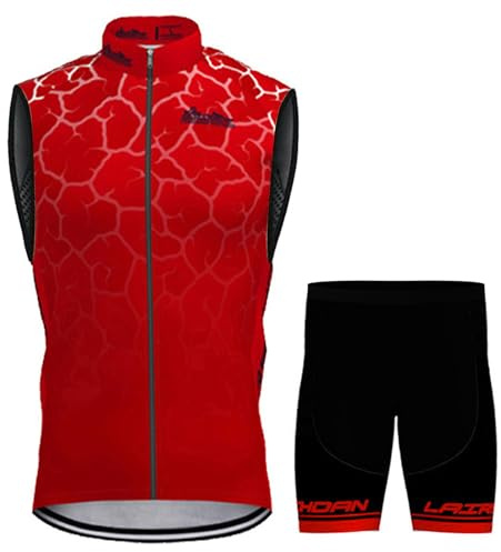 Completo Ciclismo Uomo Abbigliamento Bici MTB Estivo,Tuta Ciclista Maglietta Ciclo Senza Maniche Gilet e Pantaloncini Shorts Bike con 9D Gel Imbottiti,Maglia de Bicicletta Asciugatura Rapida|7,XL