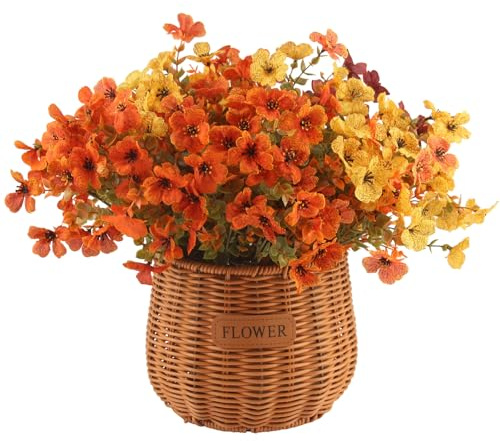 LEIMEND 10 Piezas Flores Artificiales de Otoño Flores Artificiales Decoracion Otoño adecuadas para el Salón Estudio Vestíbulo Jardín Pasillo y Decoraciones Festivas