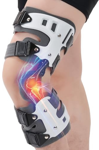 Hinged Knee Brace OA Unloader Knee Brace, OA Knee Support Medial Unloader Knee Support for Osteoarthritis, Arthritis Pain, Avascular Necrosis, Bone on Bone Knee Joint Pain for Men & Women (Right)