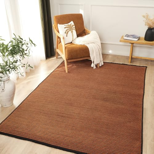 Ruglenza Modern Area Rug for Living Room and Bedroom - Soft Easy Clean Carpet with Non Slip Backing, Durable Low Maintenance Floor Rug for Home Decor (Brick, 160 x 230 cm)