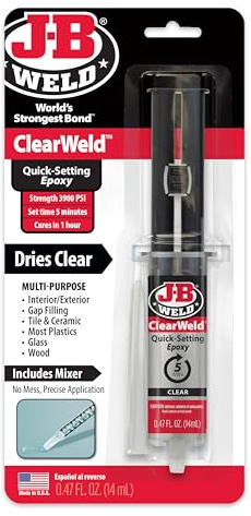 (1, 15ml) - J-B Weld 50114 15ml ClearWeld Quick Setting Epoxy, Clear