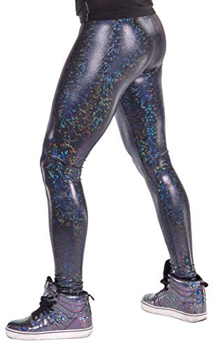 Revolver Fashion / Funstigators Festival Clothing: Men's Holographic Disco Meggings - Made in USA (Black, M)