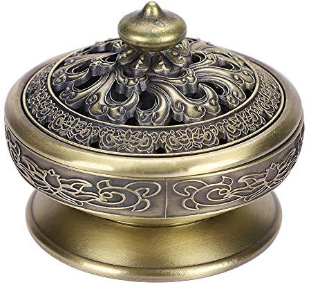 Petit Encensoir Brûle Encens Lotus Bouddha Porte-encens Bronze Vintage Brûleur d'encens Charbon Poêle Luxe Support Encens Métal Décoratio Maison Bureau pour Encenser Bton Cône Bobine Encens
