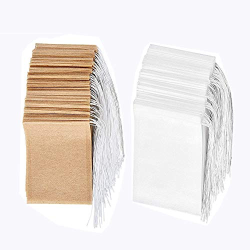 Sachets filtre à thé jetables ensemble de 200, Sachet de thé en papier à usage unique avec cordon, matériau sûr et naturel, sac pour infuseur à thé vide.