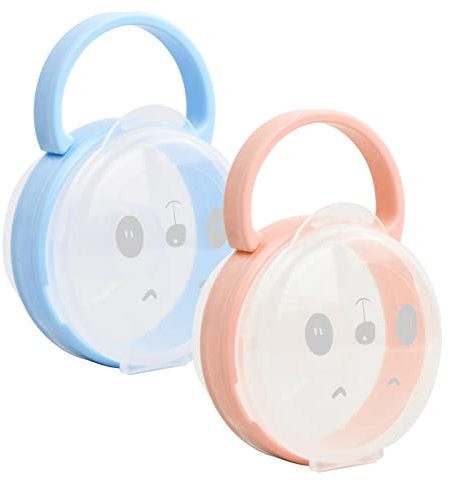 Pinsheng Baby Schnullerbox 2 Stück, Baby Tragbare Schnullerbox mit Tragbarem Griff, Baby Schnullerhalter Aufbewahrung Box Dummy Behälter für Säuglinge, Babys und Kleinkinder