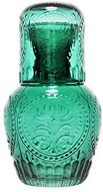 ZWMBYN Caraffa da comodino vintage e set di vetro, caraffa per acqua in cristallo con bicchiere in vetro, elegante decanter per collutorio e brocca per conservare bevande