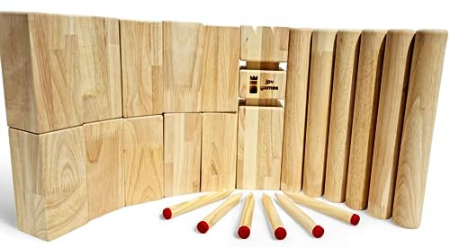 jpv games Kubb Spiel Gummibaum [Vergleichstest-Sieger] Deutsche Kubb Bund-Größe (DKubbB) XL - 7.8kg