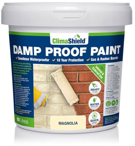 SmartSeal Damp Proof Paint - Interior & Exterior Walls, Ceilings & Floors – Prevents Water Ingress & Penetrating Damp (Magnolia, 10 Litres)