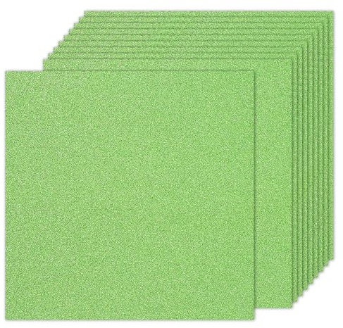 PATIKIL 10 ark ljusgrönt glitterpapper, 30 x 30 cm, 250 gsm glittrande papper för klippbokskort gör gör-det-själv konstprojekt bröllopsfest
