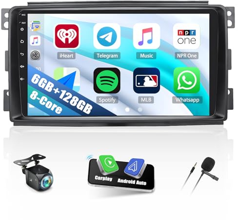 6+128G 8 Core Android 13 Autoradio 2 Din Carplay Android Auto per Mercedes Benz Smart Fortwo 451 2005-2010 Autoradio con Schermo 9 pollici con Bluetooth GPS FM RDS WiFi DSP/EQ Telecamera Posteriore