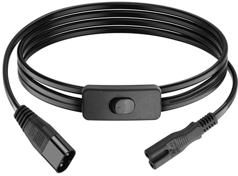 PNGKNYOCN C8 to C7 with Switch Extension Cable,AC 250V 2.5A IEC 320 C8 to C7 with on Off Extension Power Adapter Cable for Smart TV, Monitor, Desk Lamp and More（1.5M/4.9FT）