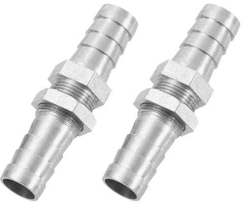 QUARKZMAN 2Pcs Raccord De Tuyau Hexagonal Droit en Laiton 1/2 pour Eau Carburant Air, Finition Argentée