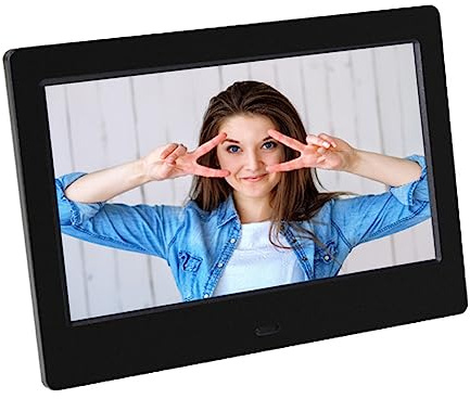 POPETPOP Marco de Fotos Digital Electrónico con Pantalla 16:9 y Altavoces Incorporados Soporte para USB hasta 32gb de 7 Pulgadas para Escritorio o Pared