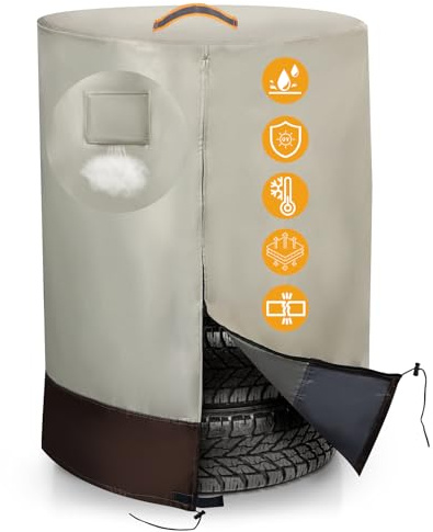 Grande Housse de Pneu pour Le Rangement, Sac de Rangement pour pneus 420D Durable, étanche à l'eau et à l'intérieur, Housse de Protection Universelle Contre la poussière avec Fermeture éclair étanche