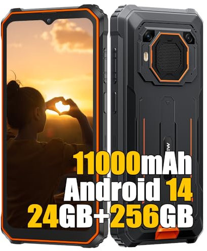 Blackview BV6200 Plus Android 15 Téléphone Portable Incassable (2025), 24Go+256Go/2TB Téléphone Débloqué 4G, 11000mAh, 16MP Caméra AI, 6.56 HD+ Smartphone Incassable Etanche, GPS,NFC,OTG,FM, Orange