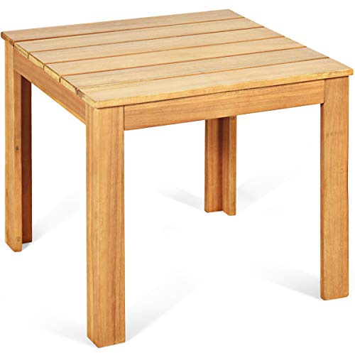 COSTWAY Sidobord av akaciaträ, trädgårdsbord, träbord, litet balkongbord, fyrkantigt soffbord för trädgård, balkong, terrass, 45 x 45 x 40,5 cm