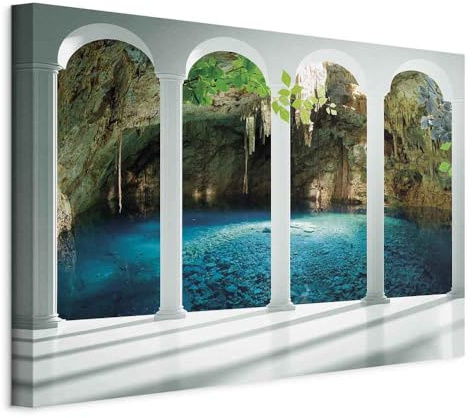 murando - Quadro Acustico Vista Grotta Tropicale 60x40 cm 1 Pezzo - Stampa su Tela Schiuma Acustica - Quadri Fonoassorbenti Decorativi Moderni - Protezione dai Rumori Cameretta c-C-0356-b-a