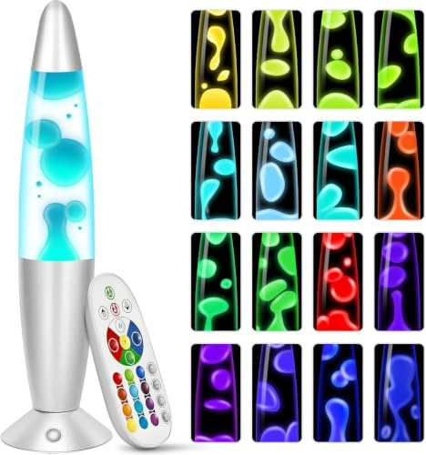 KIKILIVE Líquido Movimiento 17 colores lampara de LED Lamp Lámparas deportivas líquidas de Mesita de Noche –Decoración de Escritorio, LED Bajo Consumo con Control Remoto