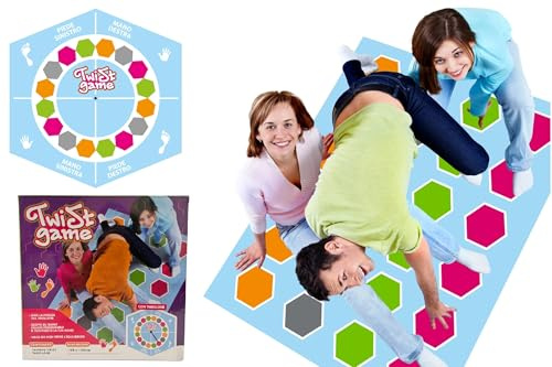 Generico Gioco Twist per Bambini Ragazzi Adulti Twist Game Equilibrista con Maxi Tappeto cm 160x130 Tabellone in Italiano Twisting Game Gioco per Famiglie Giochi di Abilità Divertenti Bambini Adulti