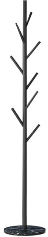 Fristående Klädhängare Med 8 Krokar Hallmöbel Med Marmortexturerad Bas Metallklädhängare För Hattar, Kläder, Handväskor, Halsdukar, Handväskor, Paraplyer(Black,B)
